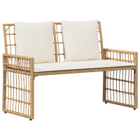 Produktbild för Utomhusbänk Enfärgad Naturlig och Grädde 116 x 55 x 82 cm
