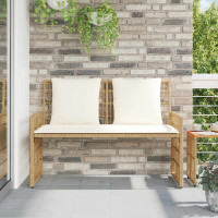 Produktbild för Utomhusbänk Enfärgad Naturlig och Grädde 116 x 55 x 82 cm