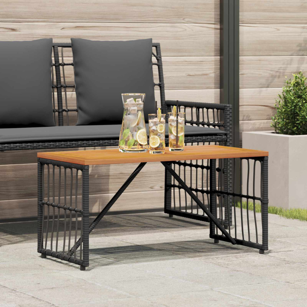 Produktbild för Utomhusbord Svart 80 x 40 x 40 cm Stål och poly rattan
