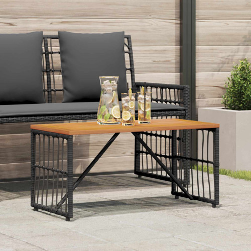 vidaXL Utomhusbord Svart 80 x 40 x 40 cm Stål och poly rattan
