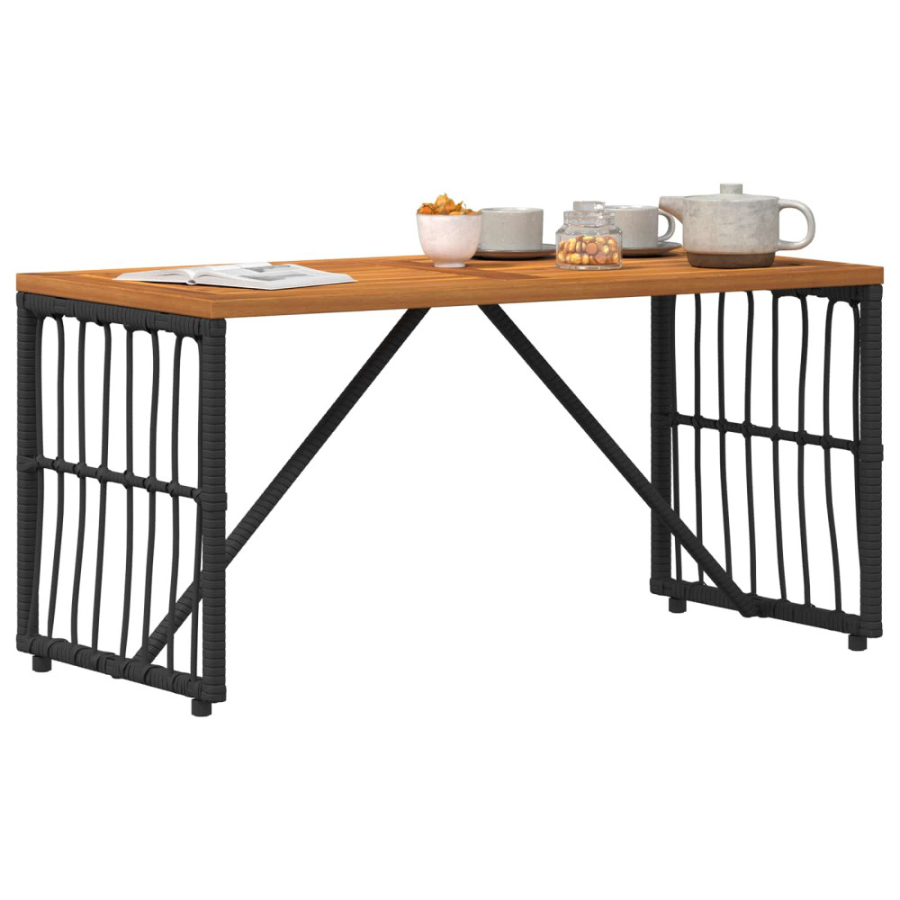 Produktbild för Utomhusbord Svart 80 x 40 x 40 cm Stål och poly rattan