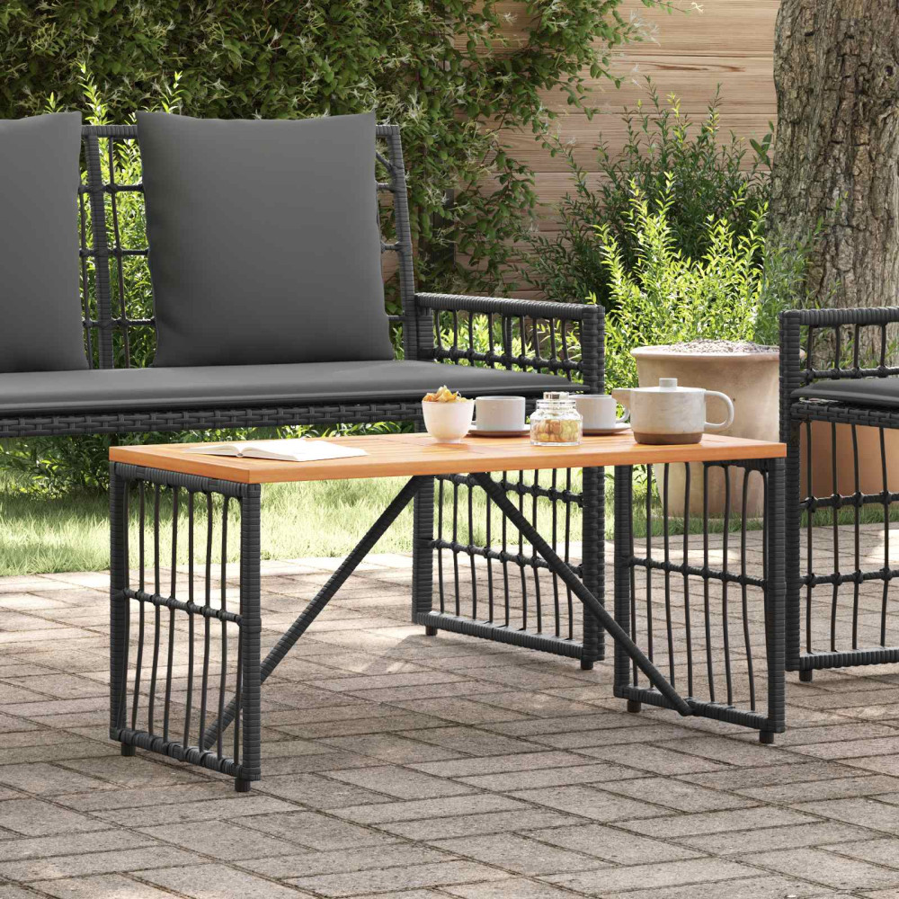 Produktbild för Utomhusbord Svart 80 x 40 x 40 cm Stål och poly rattan