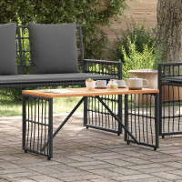 Produktbild för Utomhusbord Svart 80 x 40 x 40 cm Stål och poly rattan