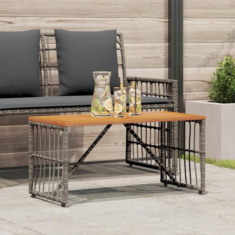 Produktbild för Utomhusbord Grå 80 x 40 x 40 cm Stål och poly rattan