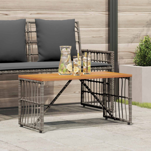 vidaXL Utomhusbord Grå 80 x 40 x 40 cm Stål och poly rattan