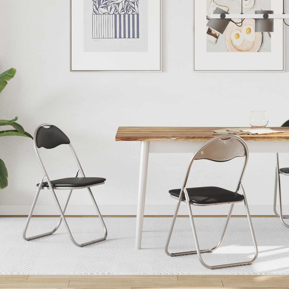 Produktbild för Fällstol 2 pcs Svart och Grå 48 x 43,5 x 81 cm Konstläder
