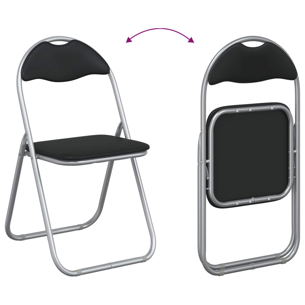 Produktbild för Fällstol 2 pcs Svart och Grå 48 x 43,5 x 81 cm Konstläder