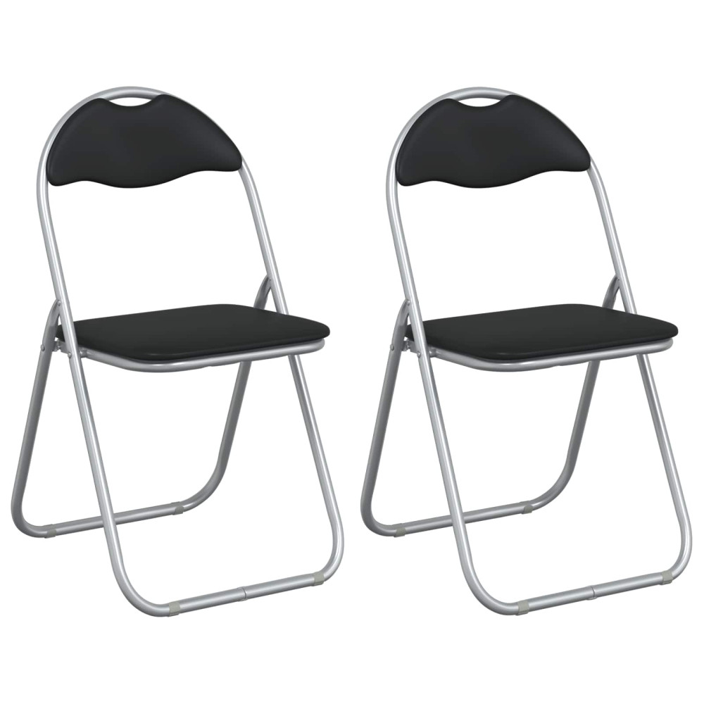 Produktbild för Fällstol 2 pcs Svart och Grå 48 x 43,5 x 81 cm Konstläder