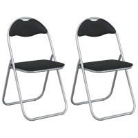 Produktbild för Fällstol 2 pcs Svart och Grå 48 x 43,5 x 81 cm Konstläder