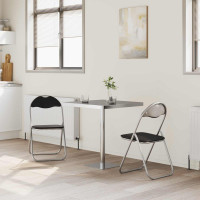Produktbild för Fällstol 2 pcs Svart och Grå 48 x 43,5 x 81 cm Konstläder