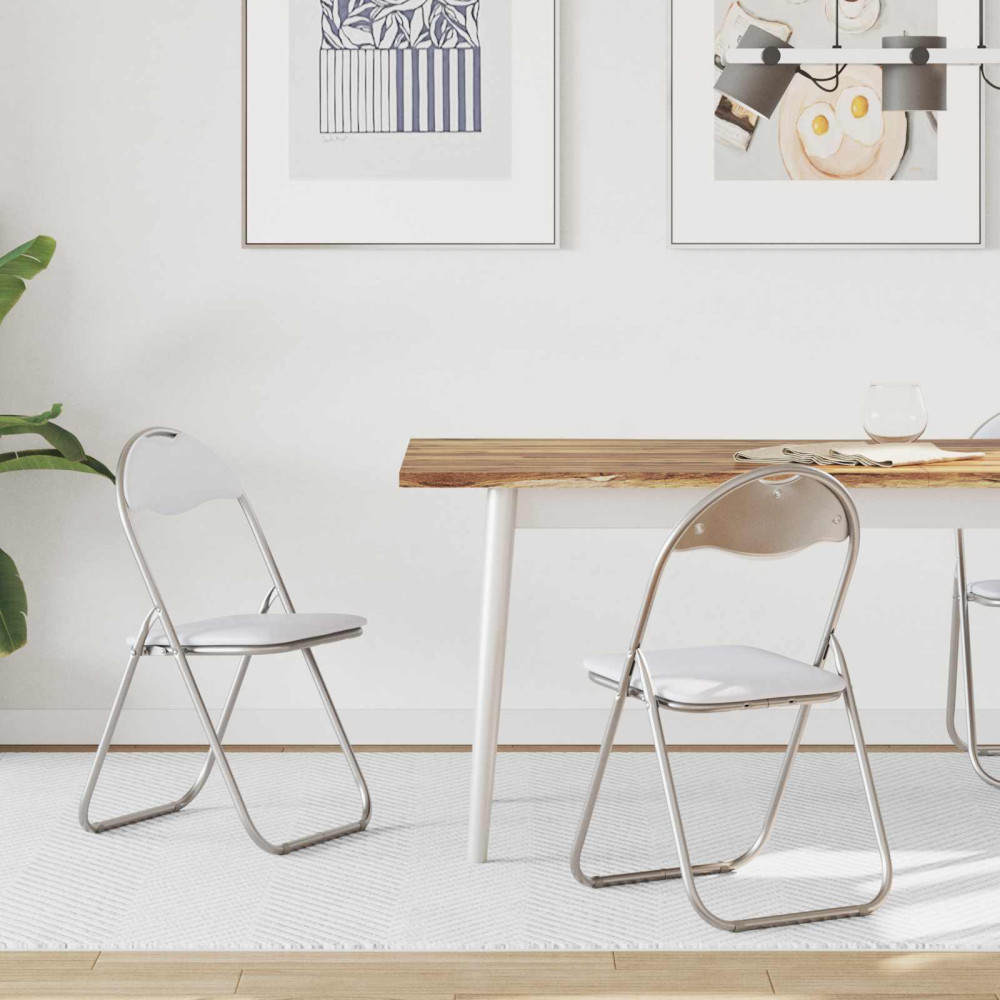 Produktbild för Fällstol 2 pcs Vitt och Grått 48 x 43,5 x 81 cm Konstläder