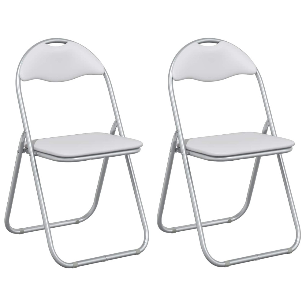 Produktbild för Fällstol 2 pcs Vitt och Grått 48 x 43,5 x 81 cm Konstläder