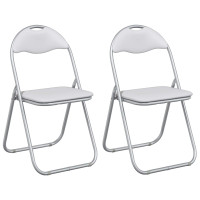 Produktbild för Fällstol 2 pcs Vitt och Grått 48 x 43,5 x 81 cm Konstläder