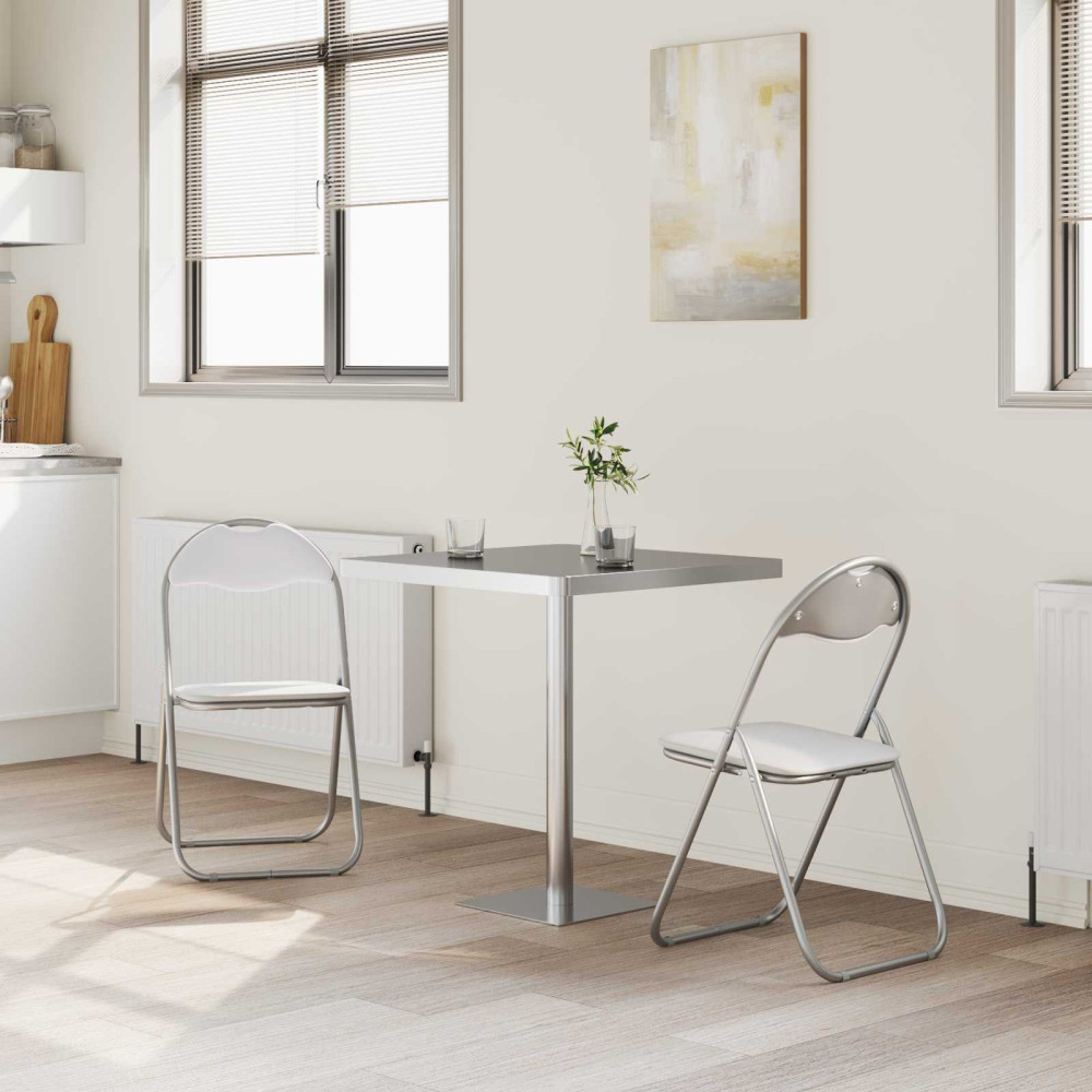 Produktbild för Fällstol 2 pcs Vitt och Grått 48 x 43,5 x 81 cm Konstläder