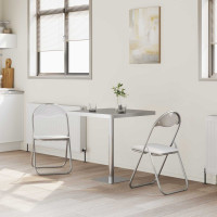 Produktbild för Fällstol 2 pcs Vitt och Grått 48 x 43,5 x 81 cm Konstläder