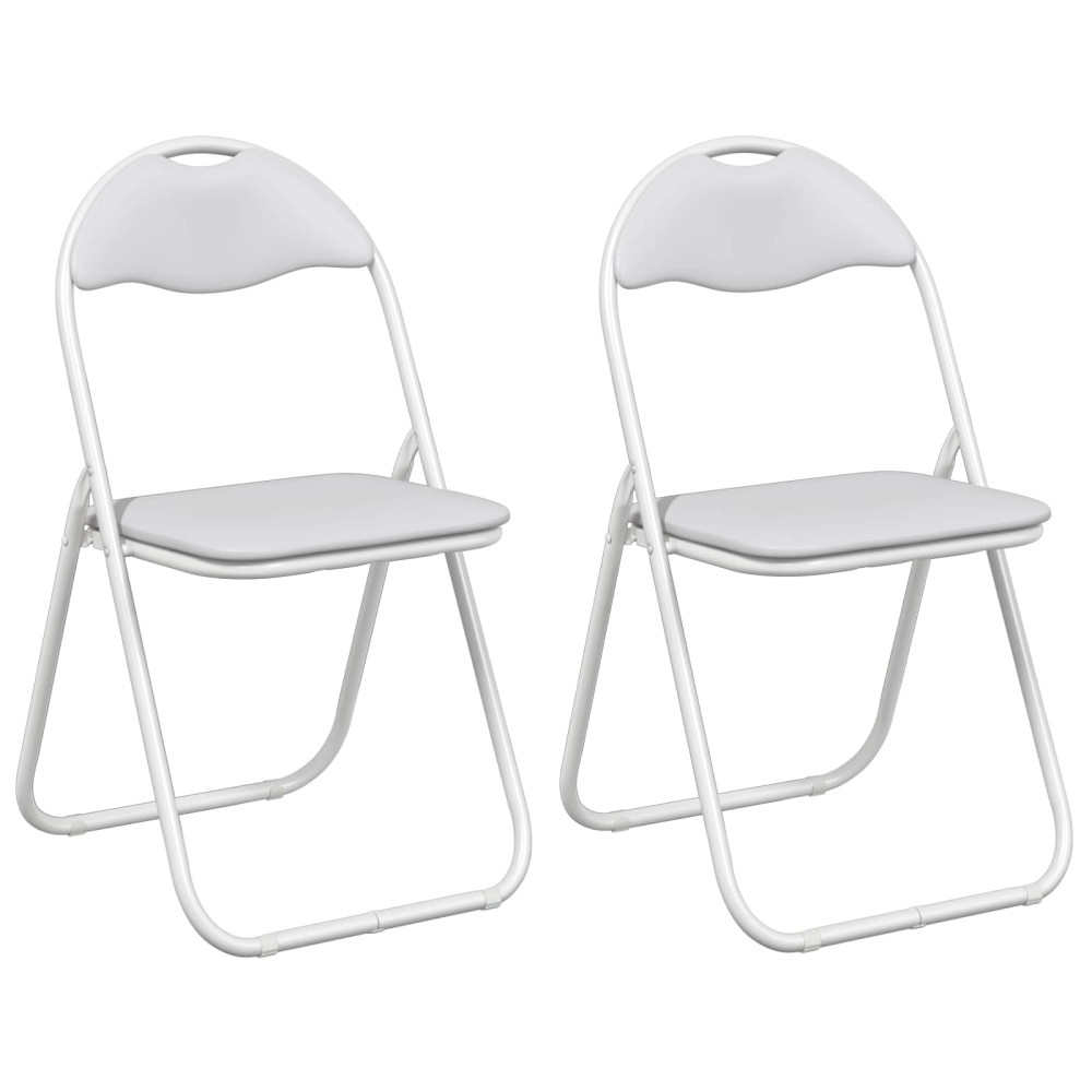 Produktbild för Fällstol 2 pcs Vitt och Grått 48 x 43,5 x 81 cm Konstläder