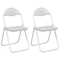 Produktbild för Fällstol 2 pcs Vitt och Grått 48 x 43,5 x 81 cm Konstläder