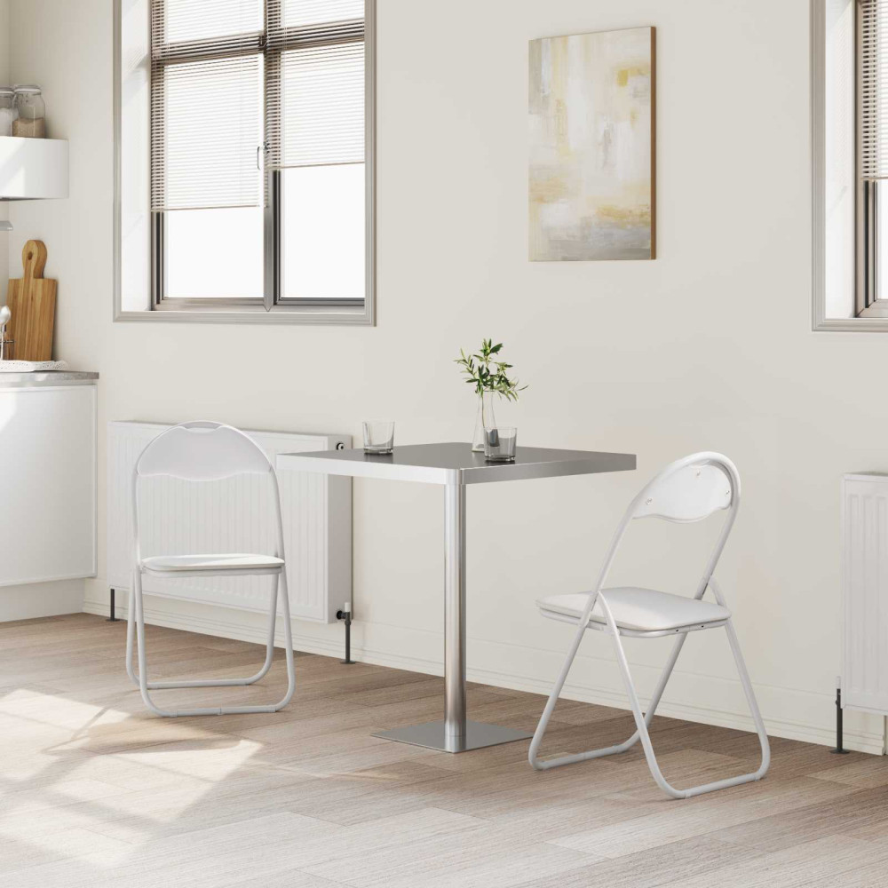 Produktbild för Fällstol 2 pcs Vitt och Grått 48 x 43,5 x 81 cm Konstläder