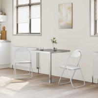 Produktbild för Fällstol 2 pcs Vitt och Grått 48 x 43,5 x 81 cm Konstläder
