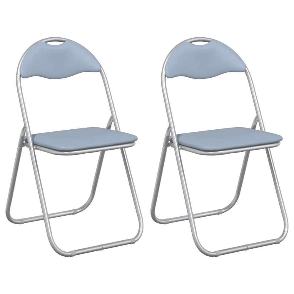 Produktbild för Fällstol 2 pcs Grå 48 x 43,5 x 81 cm Konstläder