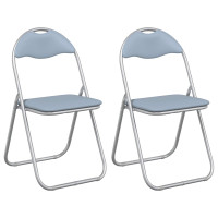 Produktbild för Fällstol 2 pcs Grå 48 x 43,5 x 81 cm Konstläder