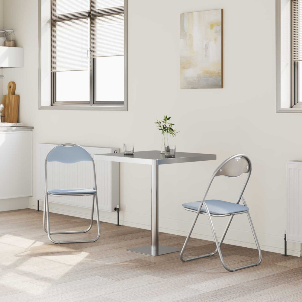 Produktbild för Fällstol 2 pcs Grå 48 x 43,5 x 81 cm Konstläder