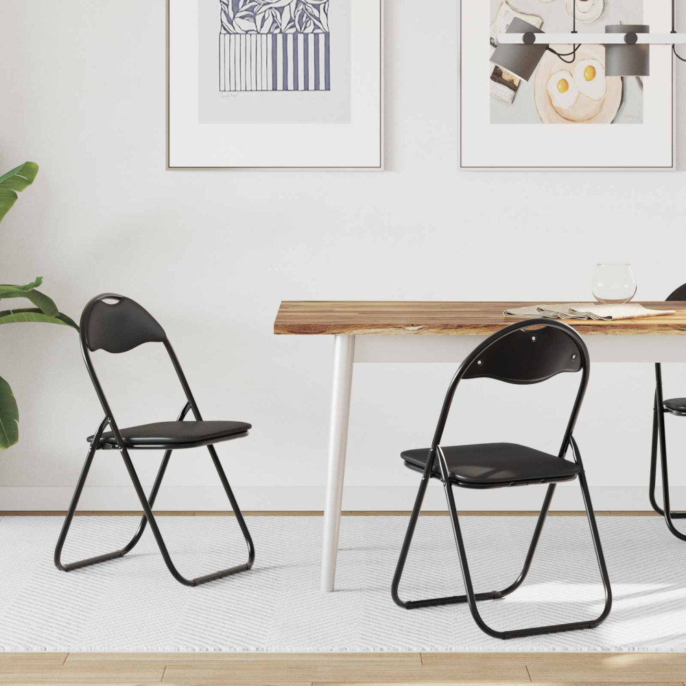 Produktbild för Fällstol 2 pcs Svart 48 x 43,5 x 81 cm Konstläder
