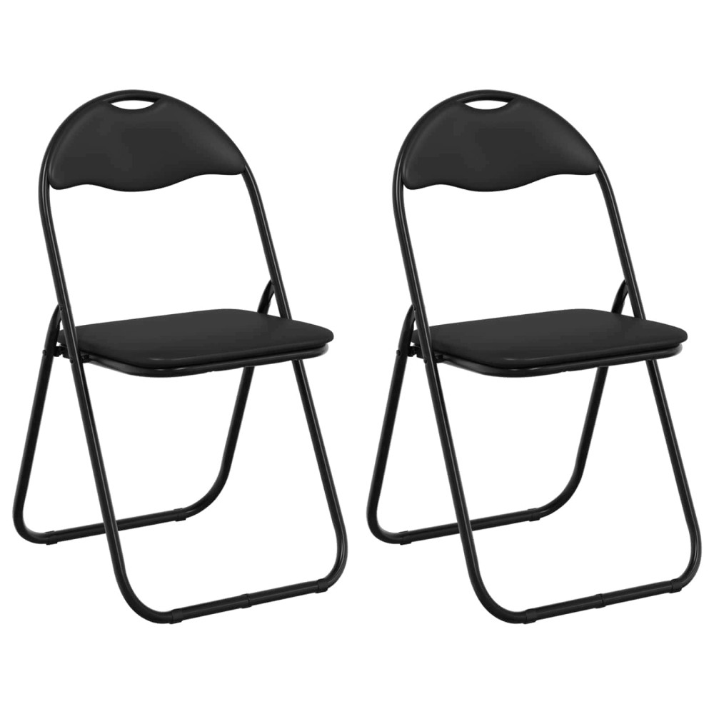 Produktbild för Fällstol 2 pcs Svart 48 x 43,5 x 81 cm Konstläder