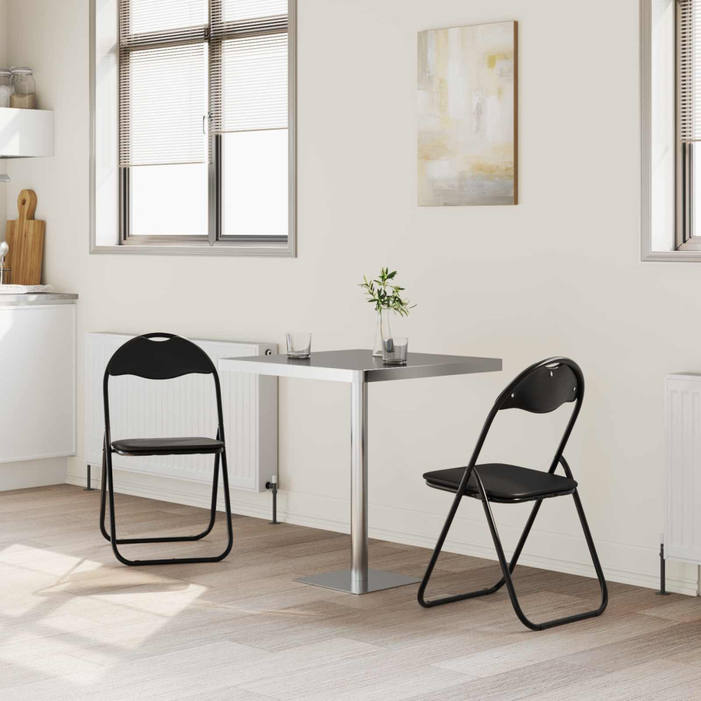 Produktbild för Fällstol 2 pcs Svart 48 x 43,5 x 81 cm Konstläder