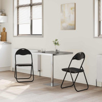 Produktbild för Fällstol 2 pcs Svart 48 x 43,5 x 81 cm Konstläder