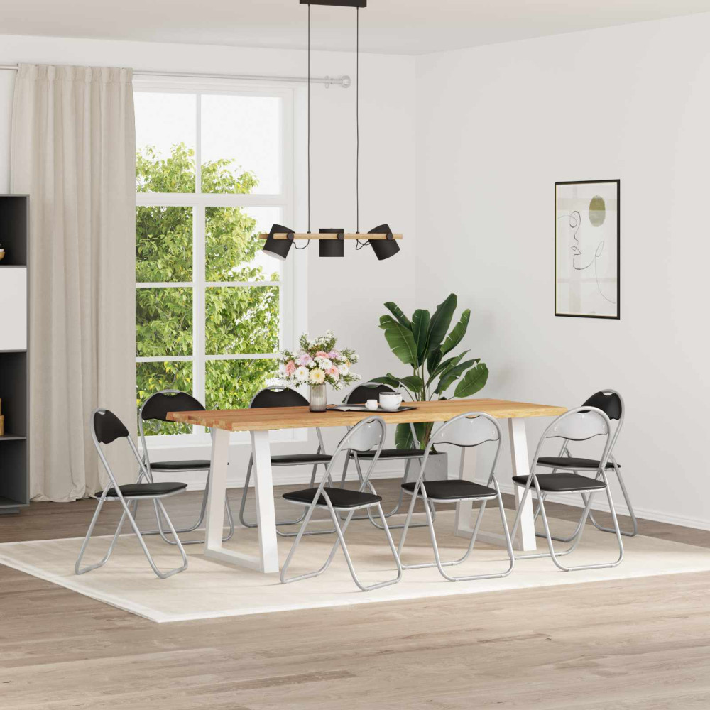 Produktbild för Fällstol 8 pcs Svart och Grå 48 x 43,5 x 81 cm Konstläder