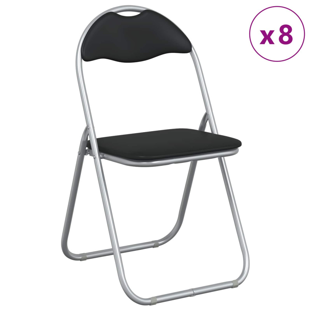 Produktbild för Fällstol 8 pcs Svart och Grå 48 x 43,5 x 81 cm Konstläder