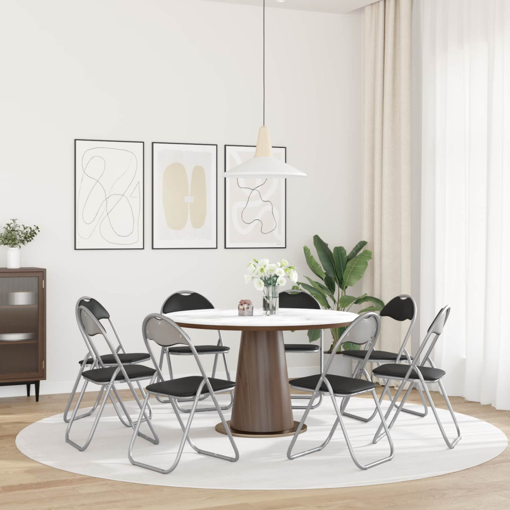 Produktbild för Fällstol 8 pcs Svart och Grå 48 x 43,5 x 81 cm Konstläder