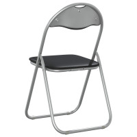 Produktbild för Fällstol 8 pcs Svart och Grå 48 x 43,5 x 81 cm Konstläder