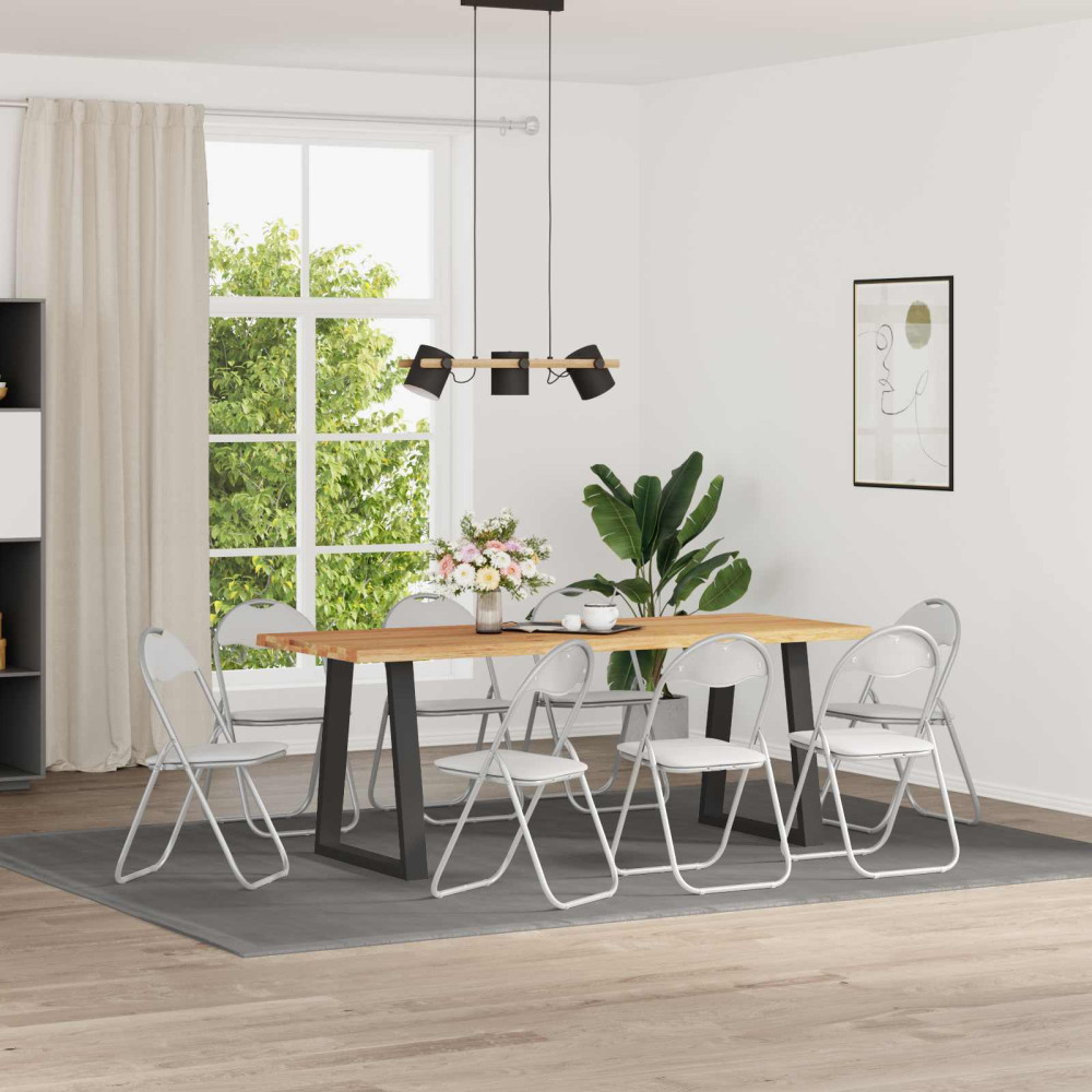 Produktbild för Fällstol 8 pcs Vitt och Grått 48 x 43,5 x 81 cm Konstläder