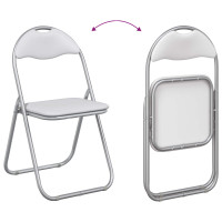 Produktbild för Fällstol 8 pcs Vitt och Grått 48 x 43,5 x 81 cm Konstläder