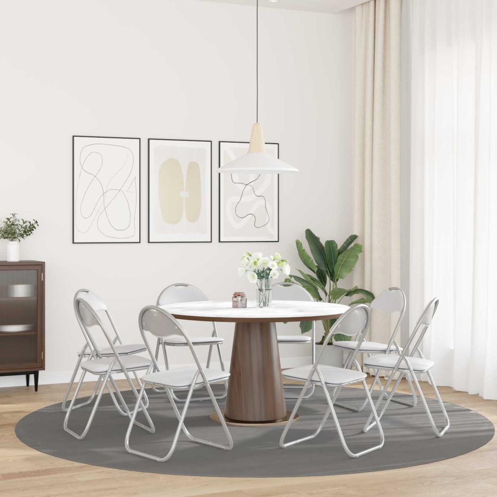 Produktbild för Fällstol 8 pcs Vitt och Grått 48 x 43,5 x 81 cm Konstläder