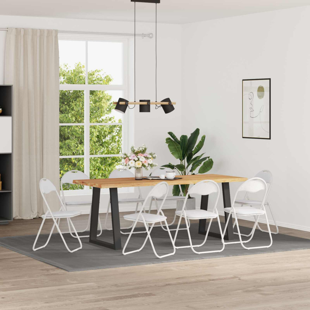 Produktbild för Fällstol 8 pcs Vit 48 x 43,5 x 81 cm Konstläder