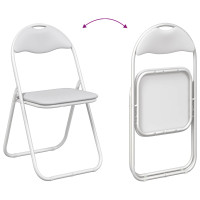 Produktbild för Fällstol 8 pcs Vit 48 x 43,5 x 81 cm Konstläder