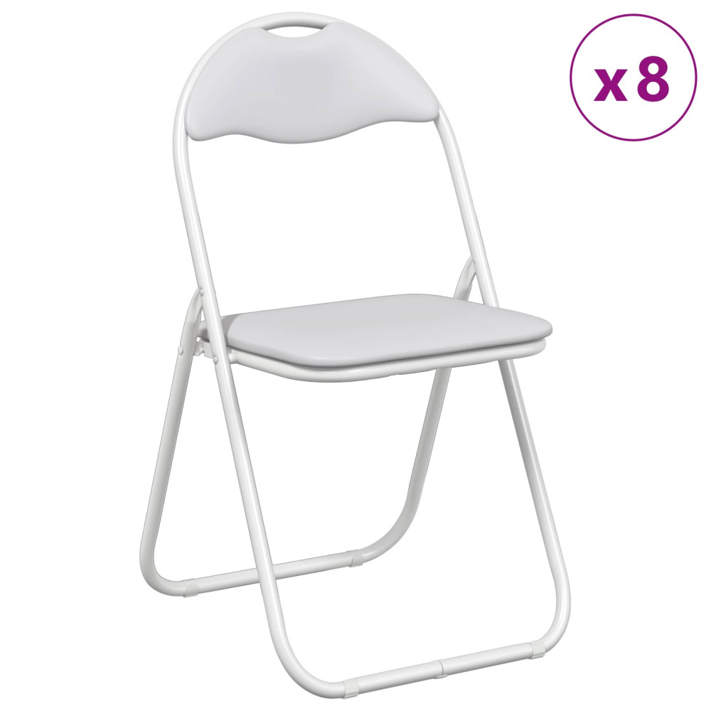 Produktbild för Fällstol 8 pcs Vit 48 x 43,5 x 81 cm Konstläder