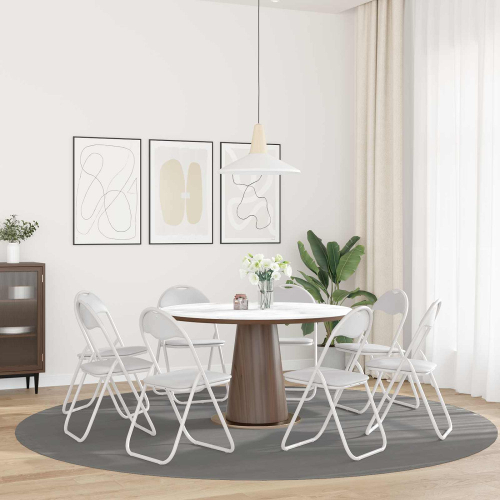 Produktbild för Fällstol 8 pcs Vit 48 x 43,5 x 81 cm Konstläder
