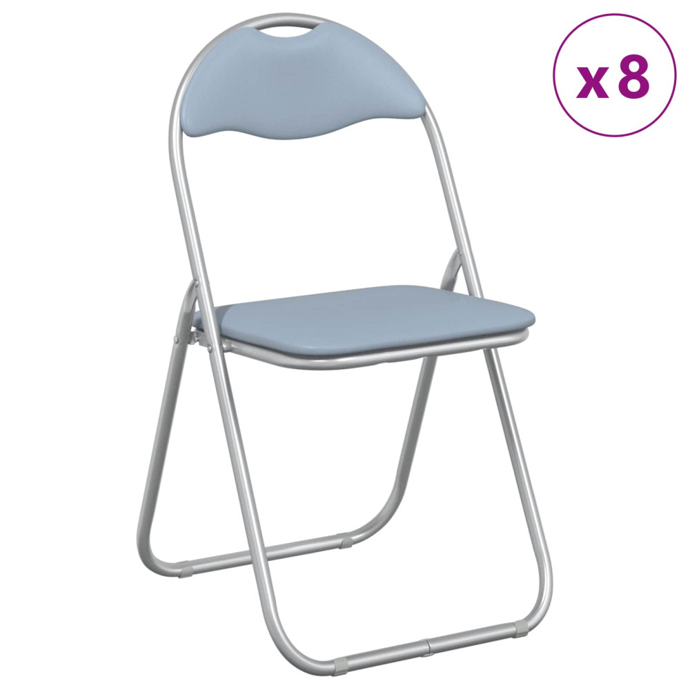 Produktbild för Fällstol 8 pcs Grå 48 x 43,5 x 81 cm Konstläder
