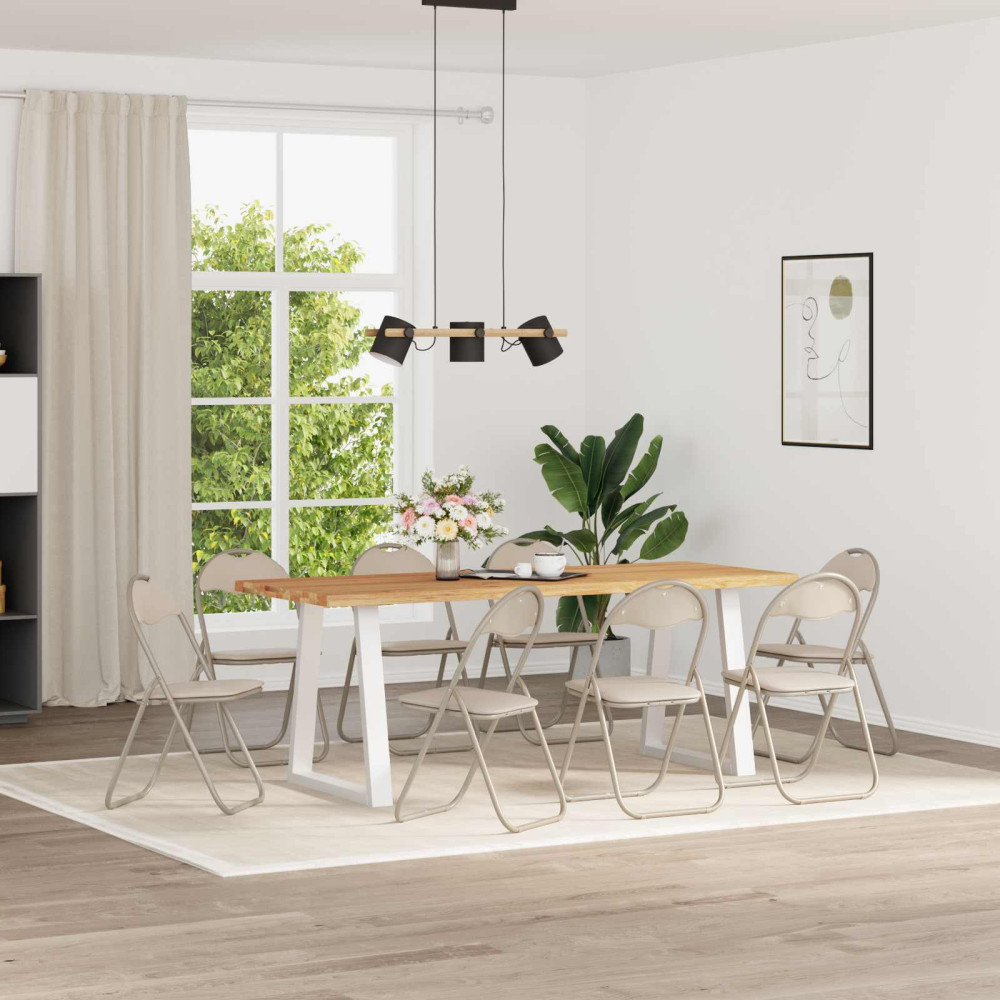 Produktbild för Fällstol 8 pcs Sand 48 x 43,5 x 81 cm Konstläder