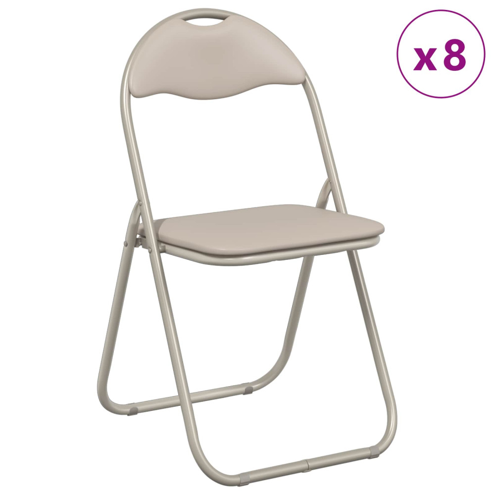 Produktbild för Fällstol 8 pcs Sand 48 x 43,5 x 81 cm Konstläder
