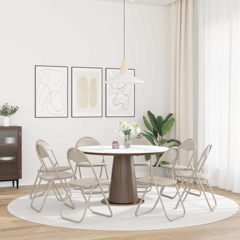 Produktbild för Fällstol 8 pcs Sand 48 x 43,5 x 81 cm Konstläder
