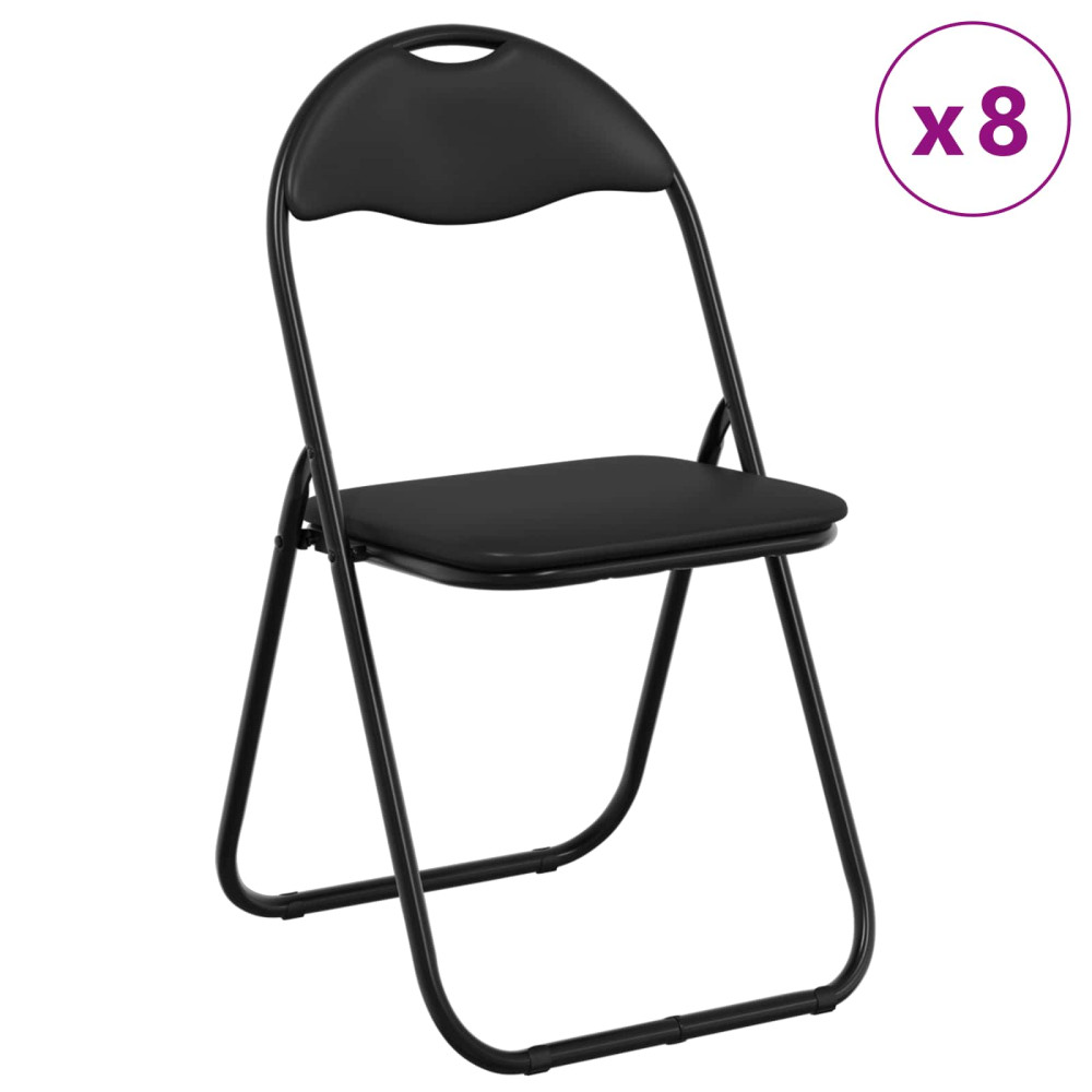 Produktbild för Fällstol 8 pcs Svart 48 x 43,5 x 81 cm Konstläder