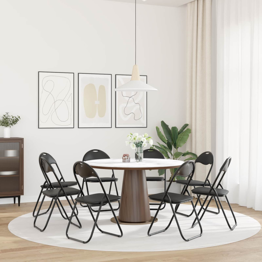 Produktbild för Fällstol 8 pcs Svart 48 x 43,5 x 81 cm Konstläder