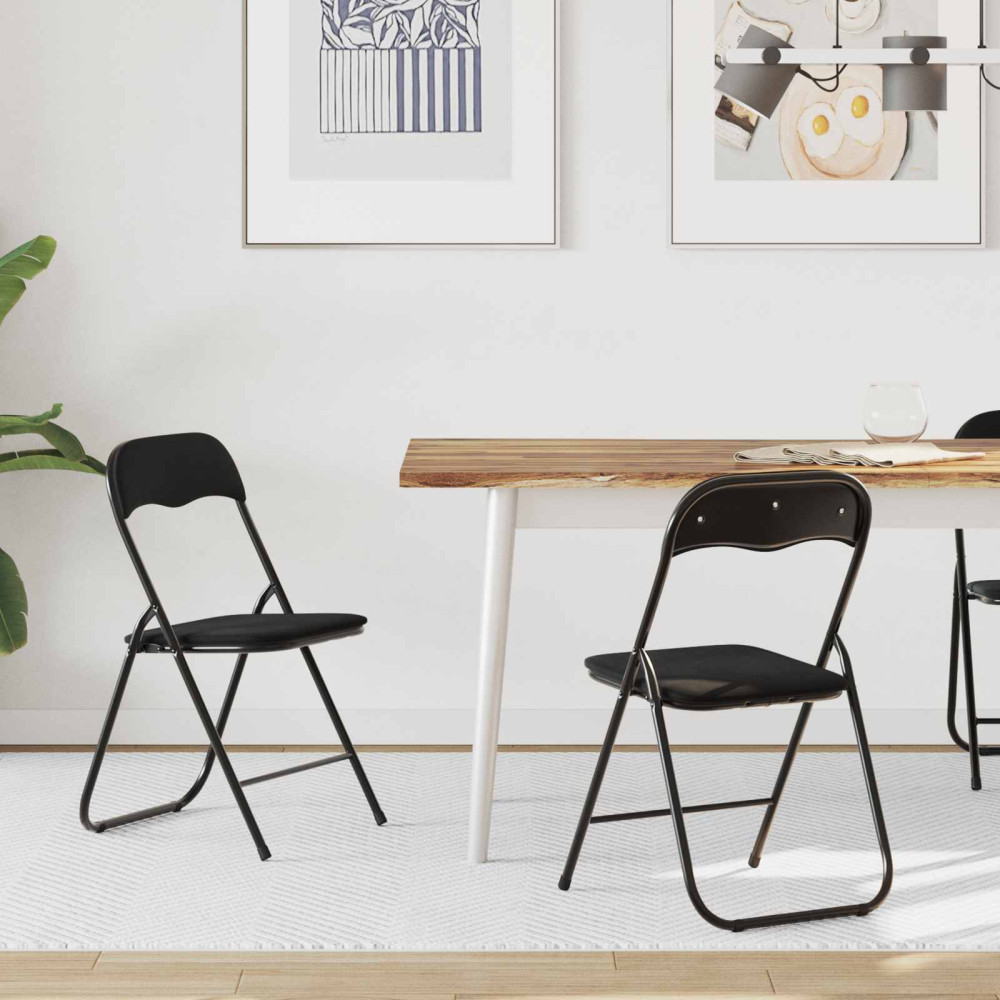 Produktbild för Fällstol 2 pcs Svart 48 x 44 x 78 cm Sammet