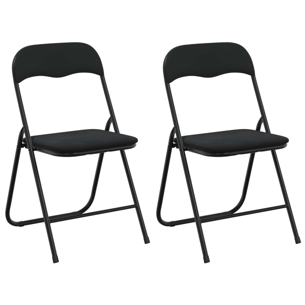 Produktbild för Fällstol 2 pcs Svart 48 x 44 x 78 cm Sammet