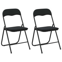 Produktbild för Fällstol 2 pcs Svart 48 x 44 x 78 cm Sammet
